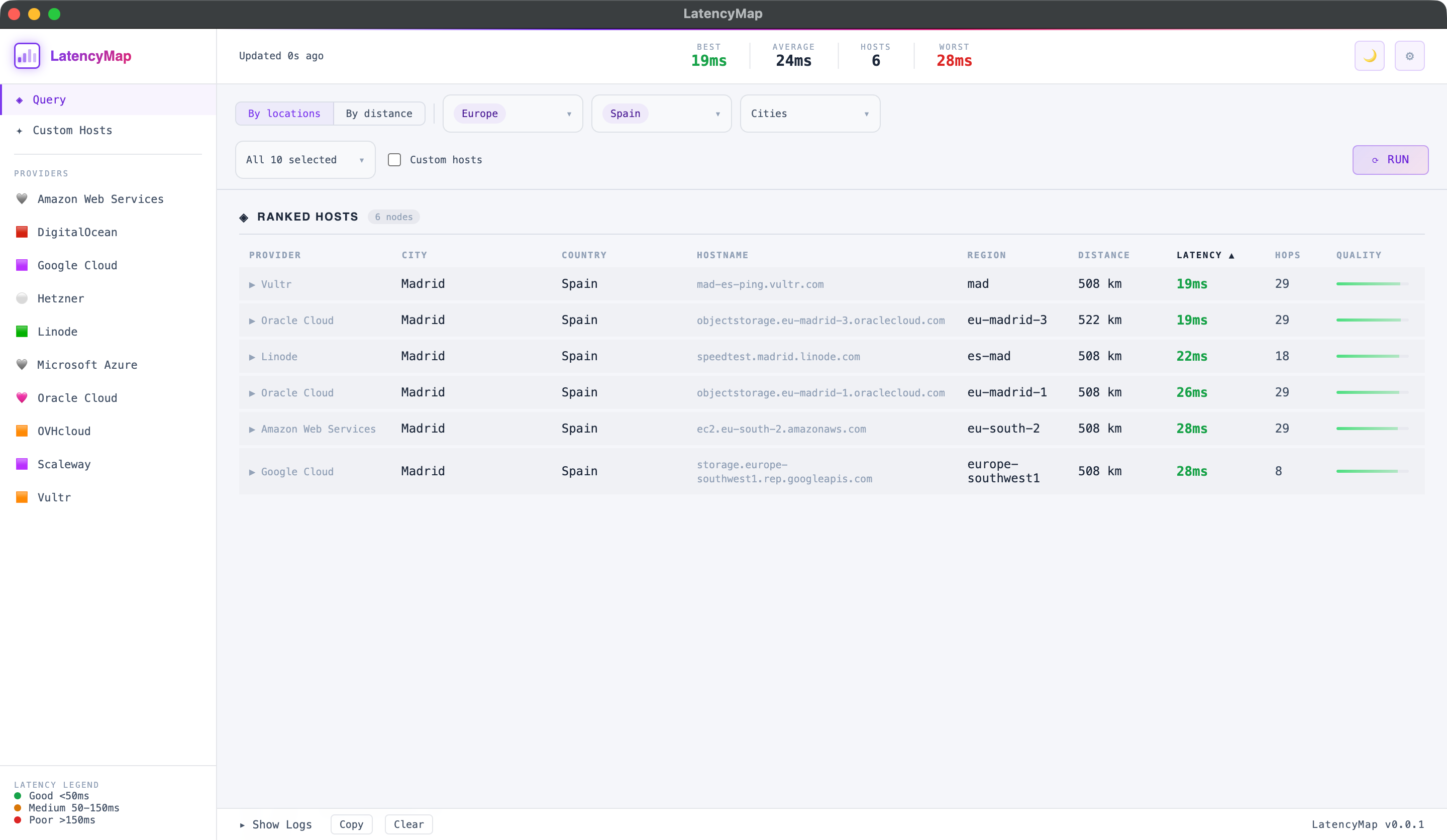 LatencyMap — light mode